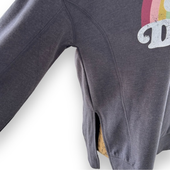 Wildfox Statement Sweatshirt Easy Does It XS Split Sides Charcoal Gray Rainbow - Picture 7 of 11